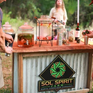 Sol Spirit Farm beverage bar with drink dispensers