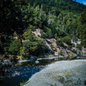 Eel River flowing past Five Sisters Farm