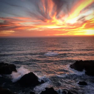 Sunset over the ocean at the Lost Coast